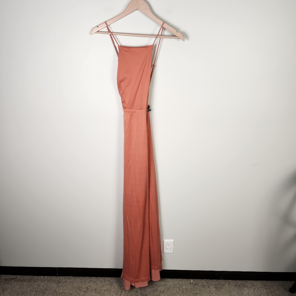 EUC Lulu's Mythical Kind of‎ Love Rusty Rose Chiffon Maxi Dress Gown (S) #0559 - Picture 7 of 11